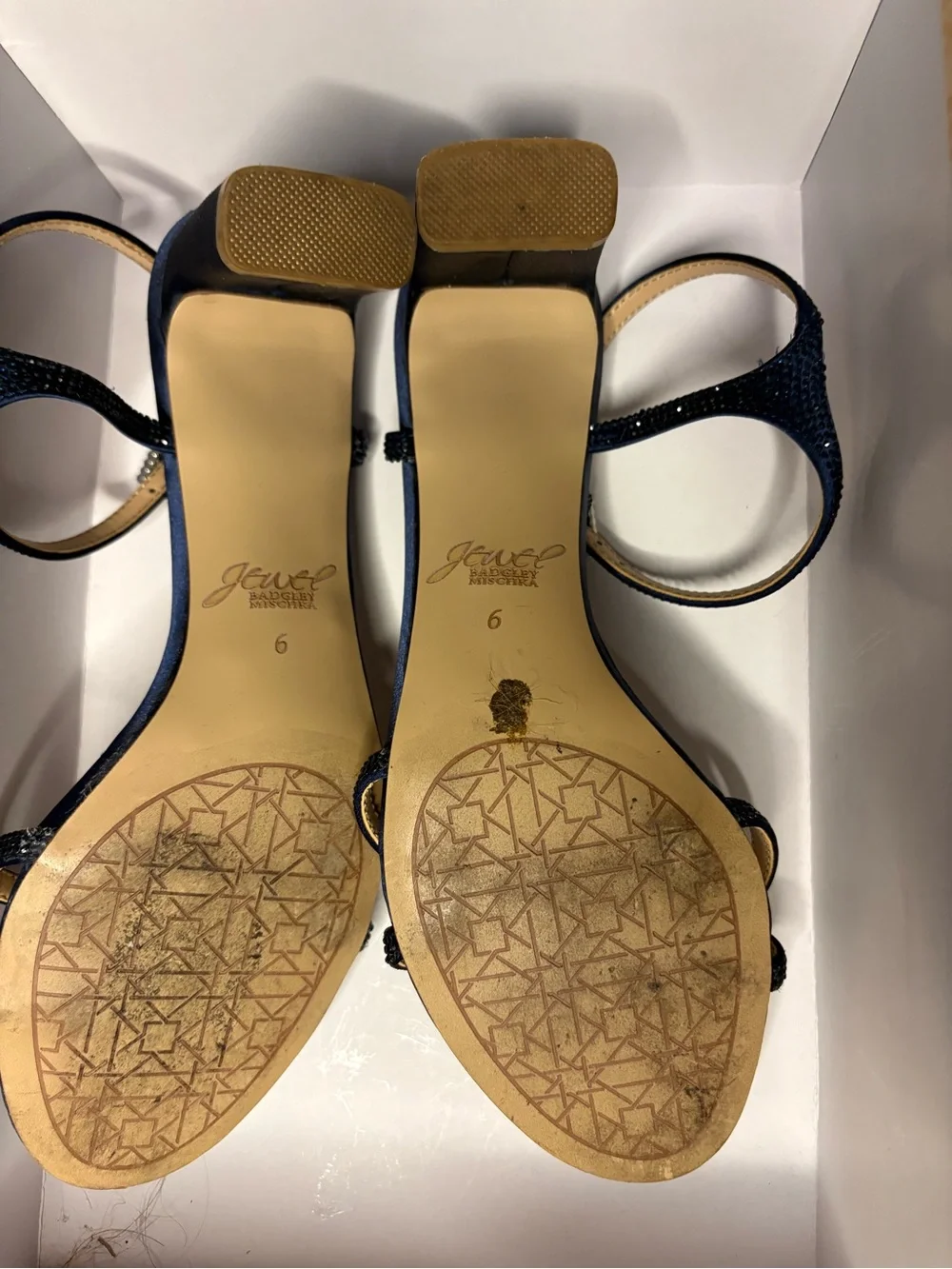 Jewel Badgley Mischka Navy Strappy Evening Sandals